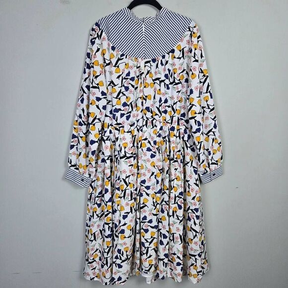 Eloquii Womens Floral Midi Shirt Dress Size 22 Long Sleeve Spring Bloomcore NWT - Picture 2 of 10